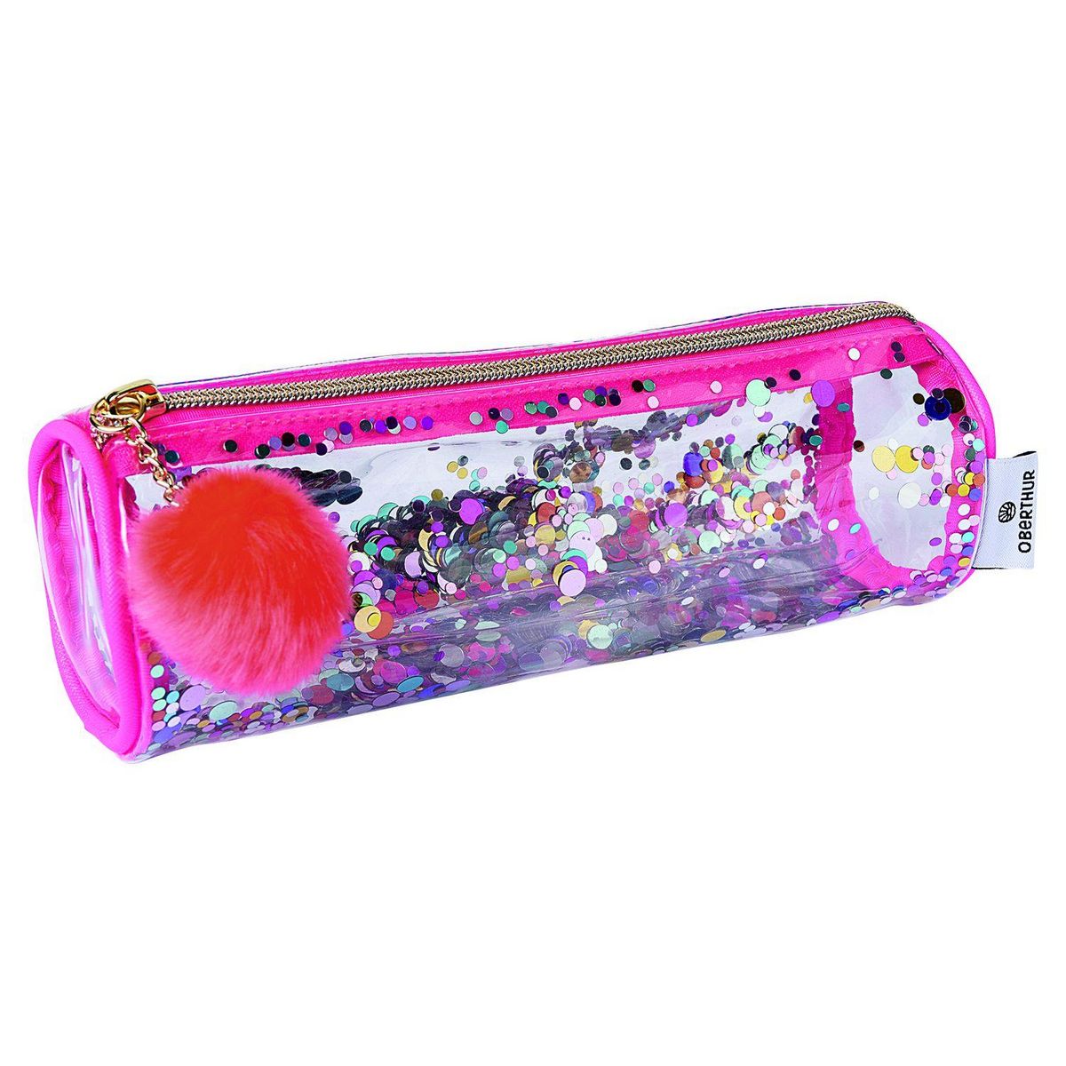 Trousse ronde 1 compartiment rose COLORS CONFETTIS