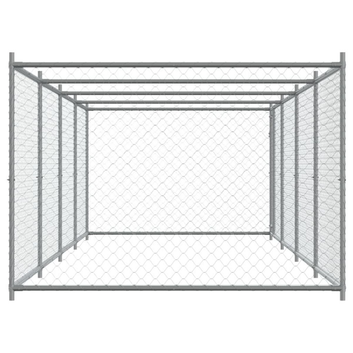 VIDAXL Cage pour chien avec porte gris 8x2x1,5 m acier galvanise