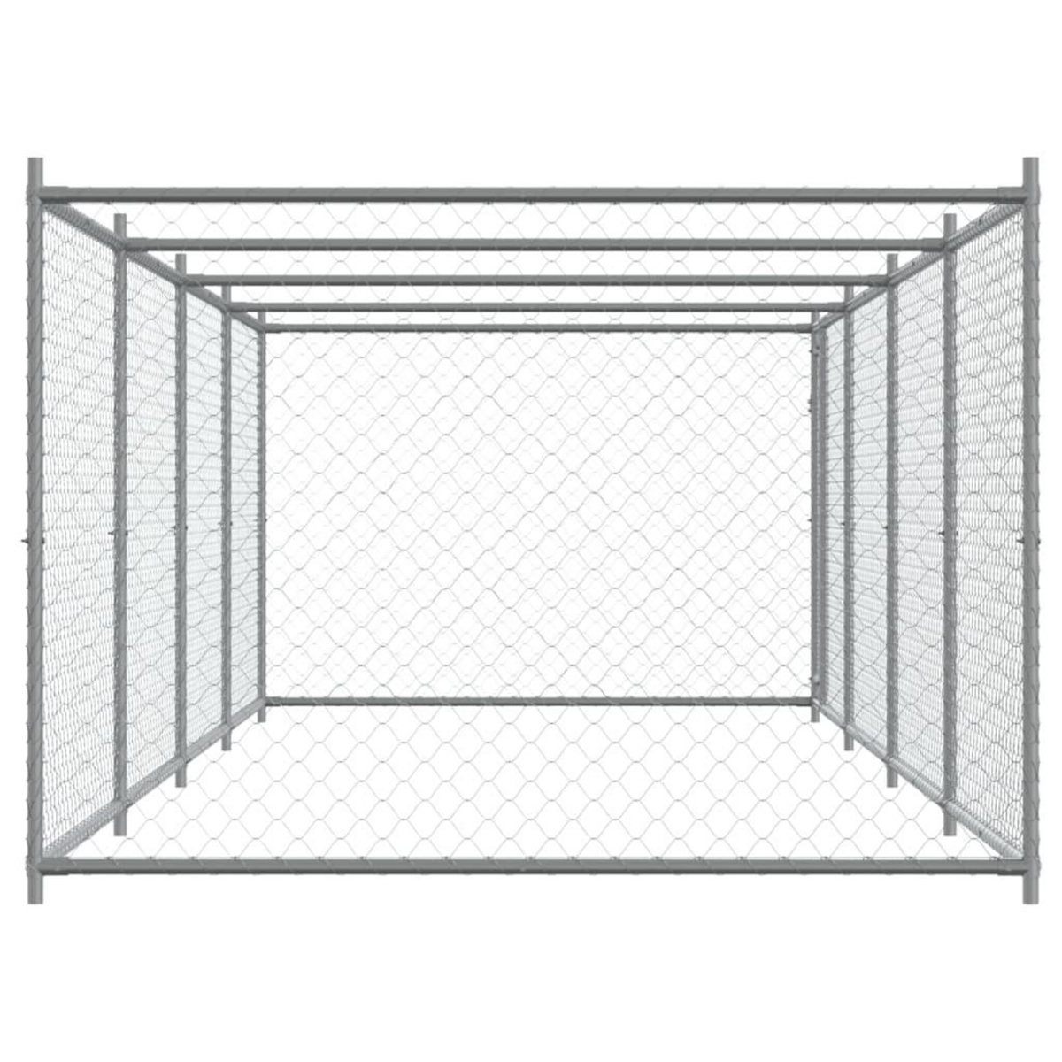 VIDAXL Cage pour chien avec porte gris 8x2x1,5 m acier galvanise