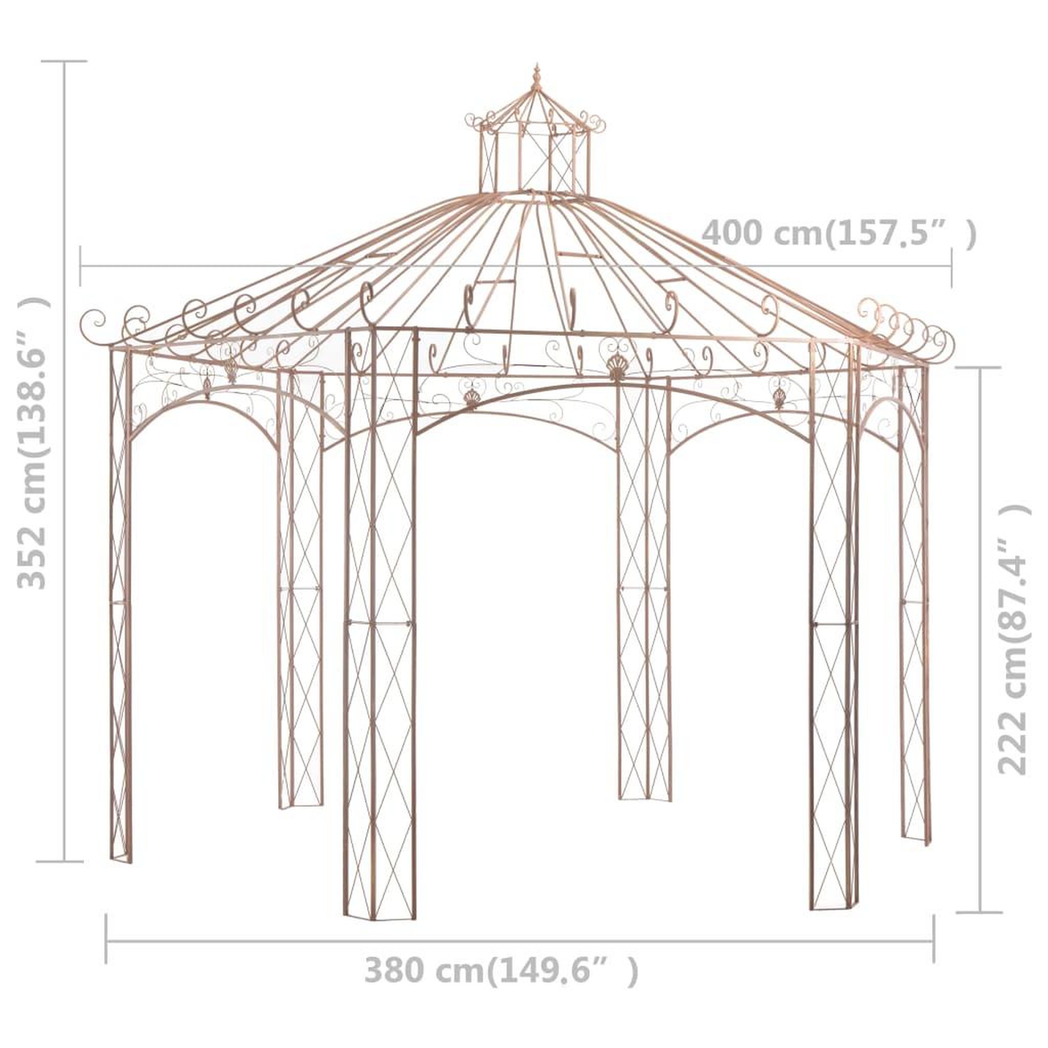 Voir la diapositive 6 : VIDAXL Pavillon de jardin marron antique 4 m fer