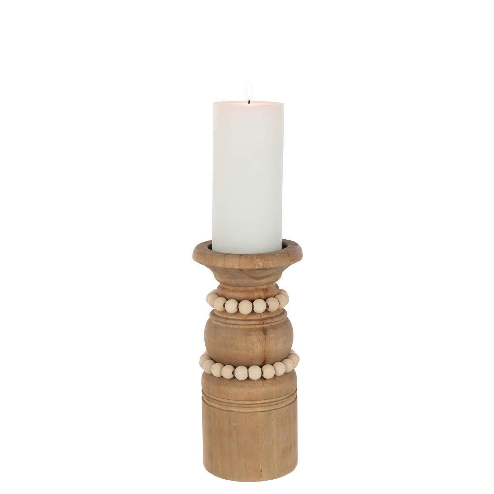Voir la diapositive 3 : J-LINE Bougeoir déco en pin  pila  23cm naturel