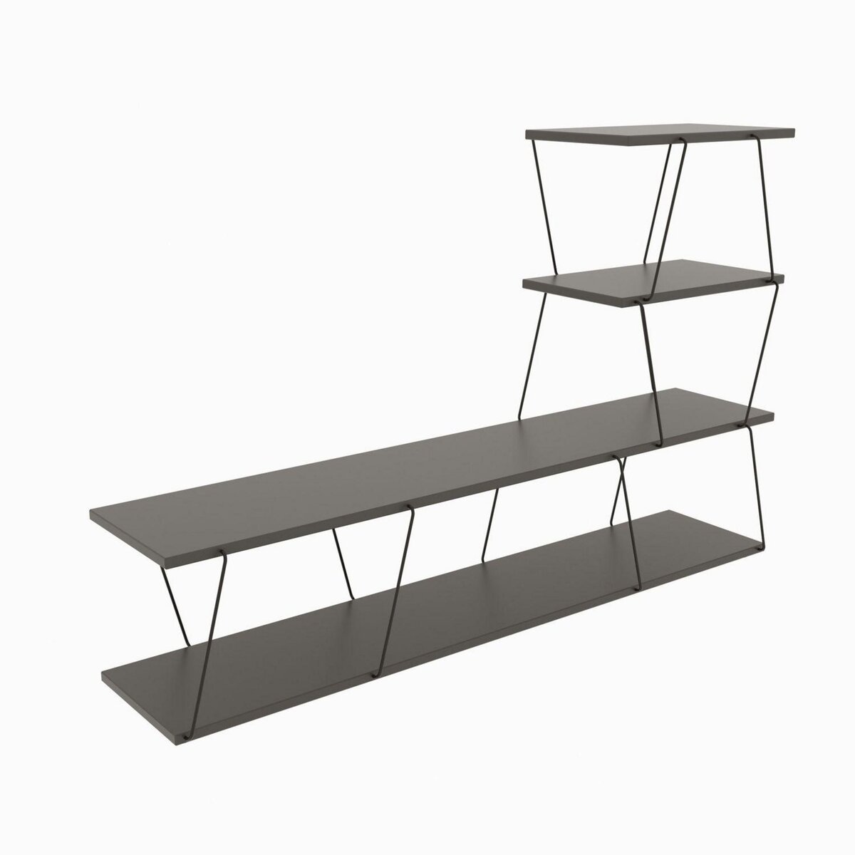 TOILINUX Meuble TV suspendu en bois et métal VICTOR