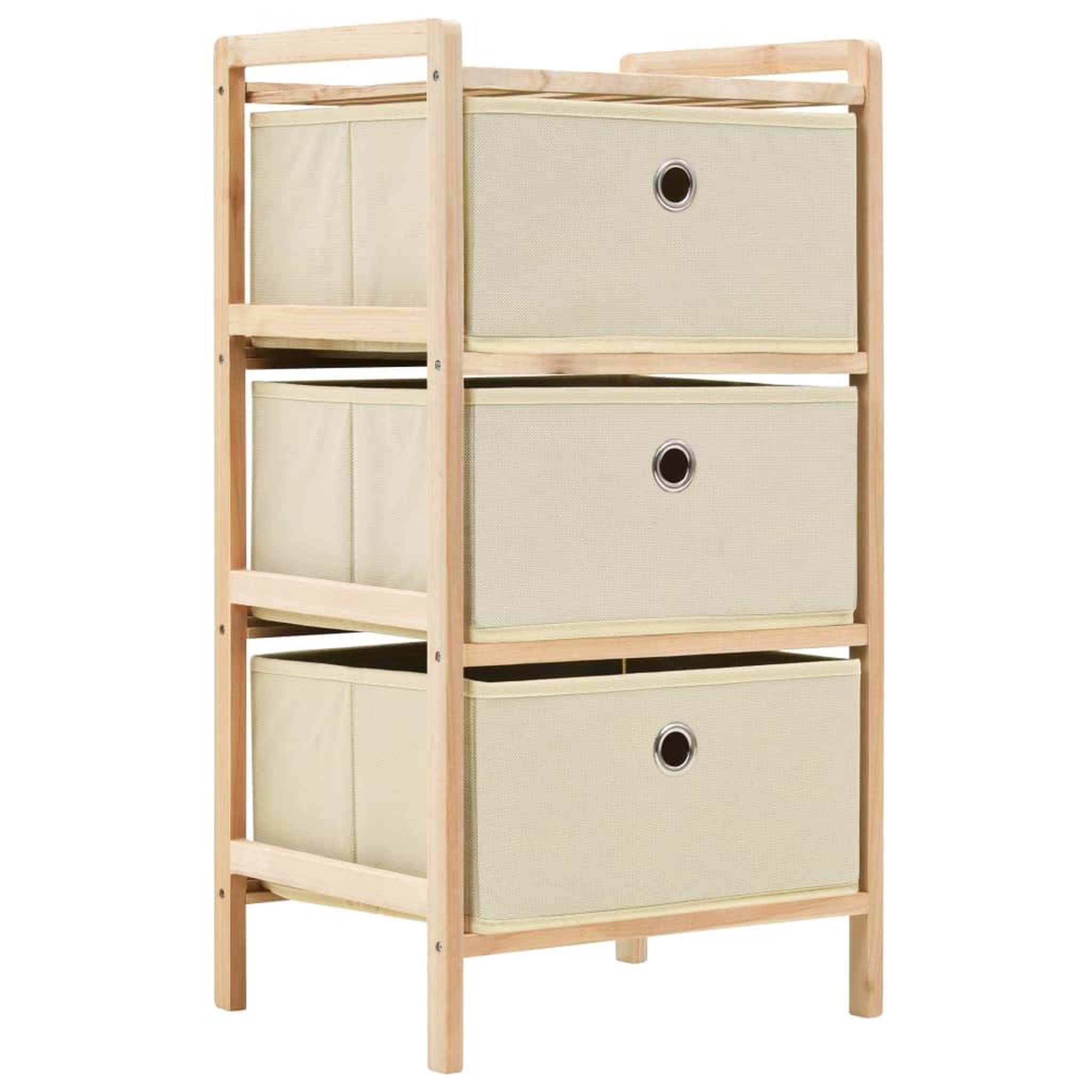 Voir la diapositive 1 : VIDAXL Etagere de rangement 3 paniers Tissu Bois de cedre Beige