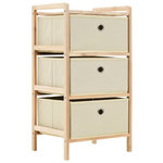 VIDAXL Etagere de rangement 3 paniers Tissu Bois de cedre Beige