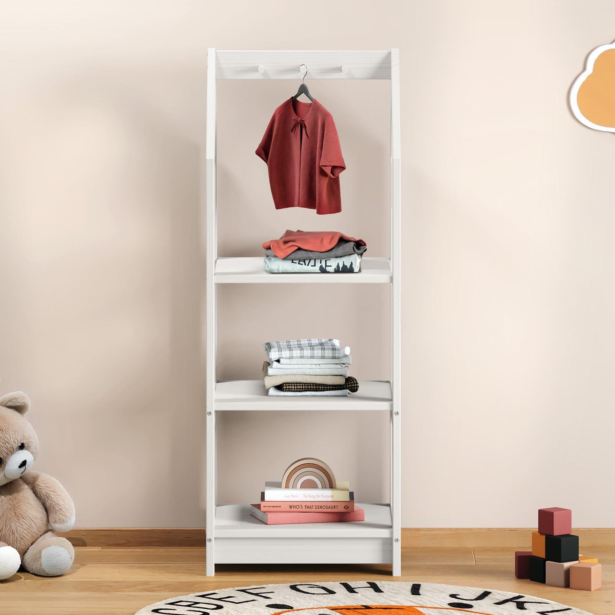 Voir la diapositive 2 : IDIMEX Étagère à vêtements enfant SALLY en pin massif