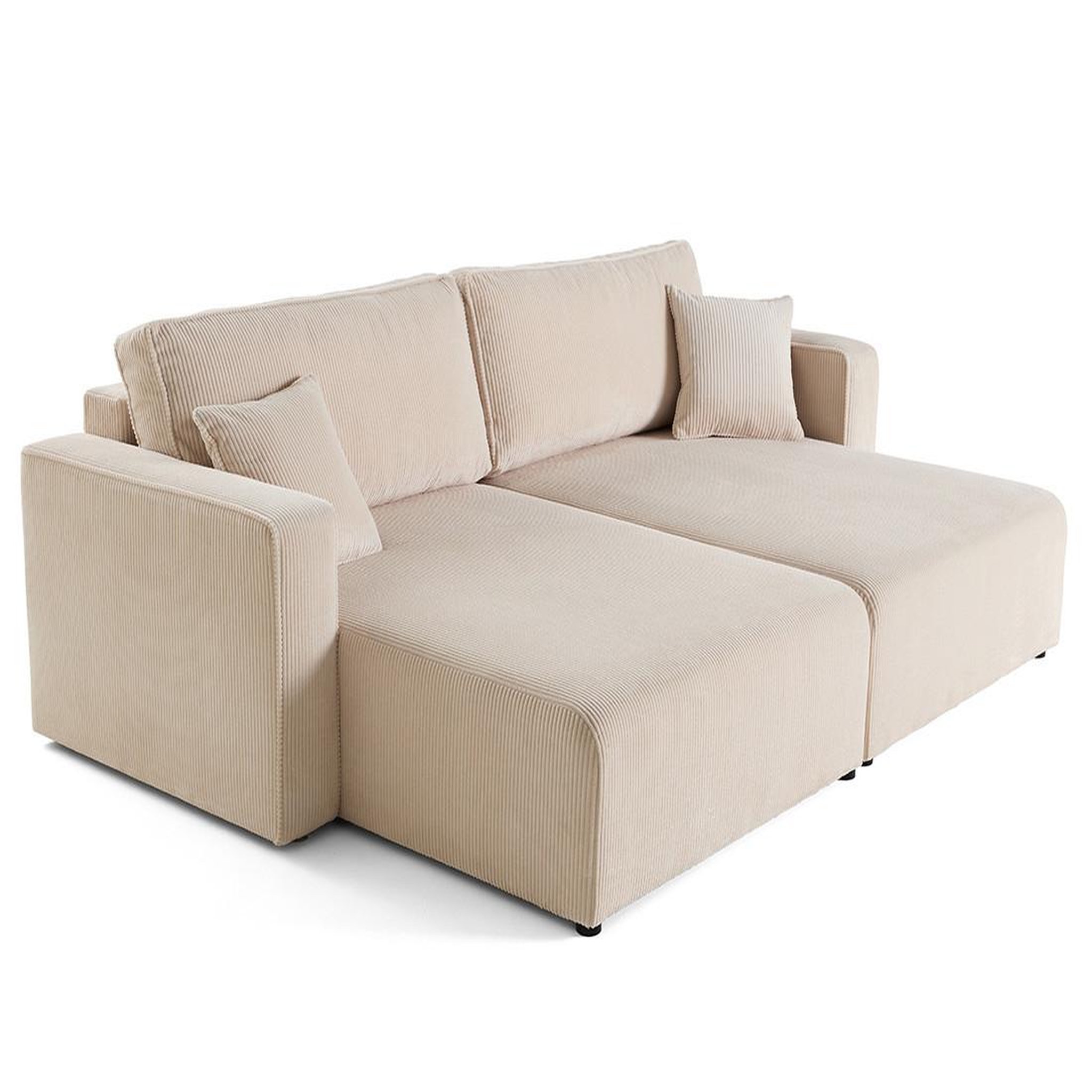 Voir la diapositive 6 : BEST MOBILIER Topaze - canapé droit 4 places avec double méridienne - assise profonde - en velours côtelé