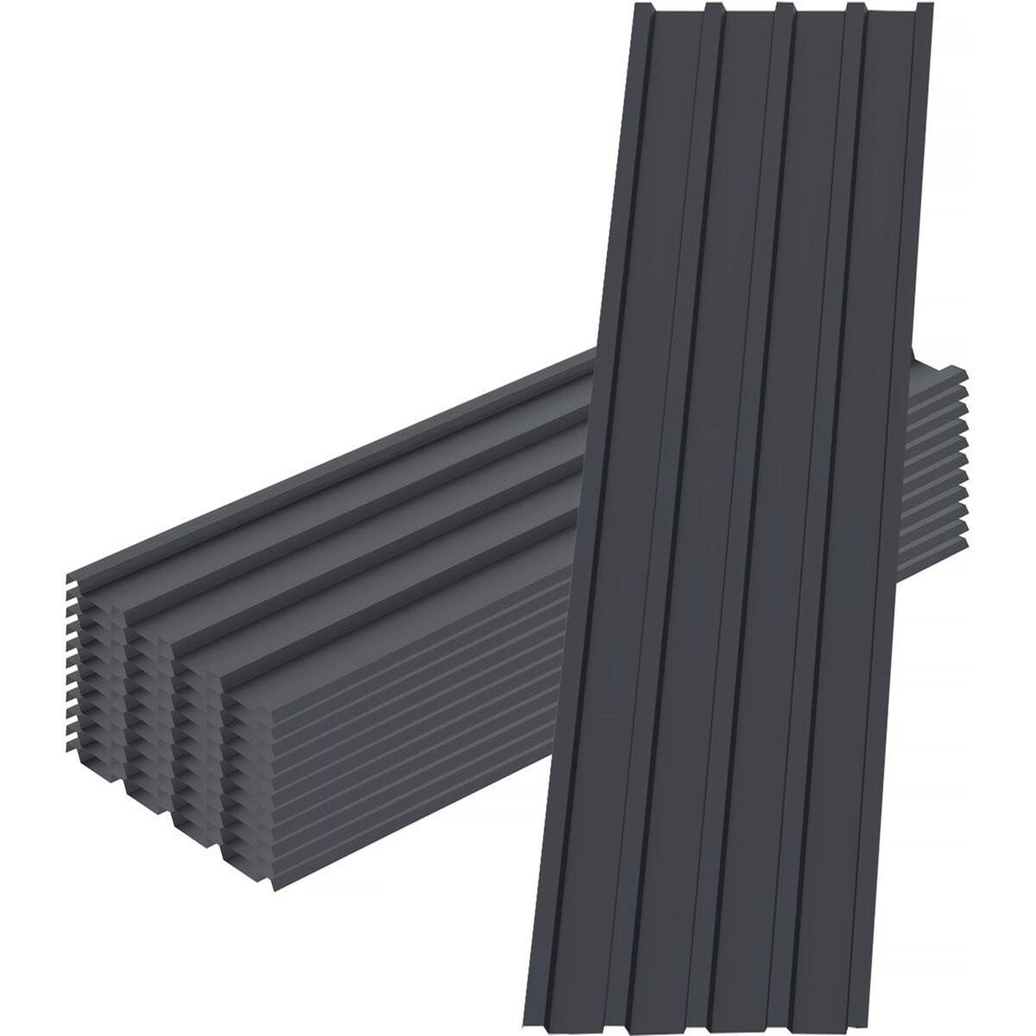 Habitat et Jardin Lot de 12 tôles de bardage en acier galvanisé  atlanta  - 129 x 42 cm - gris