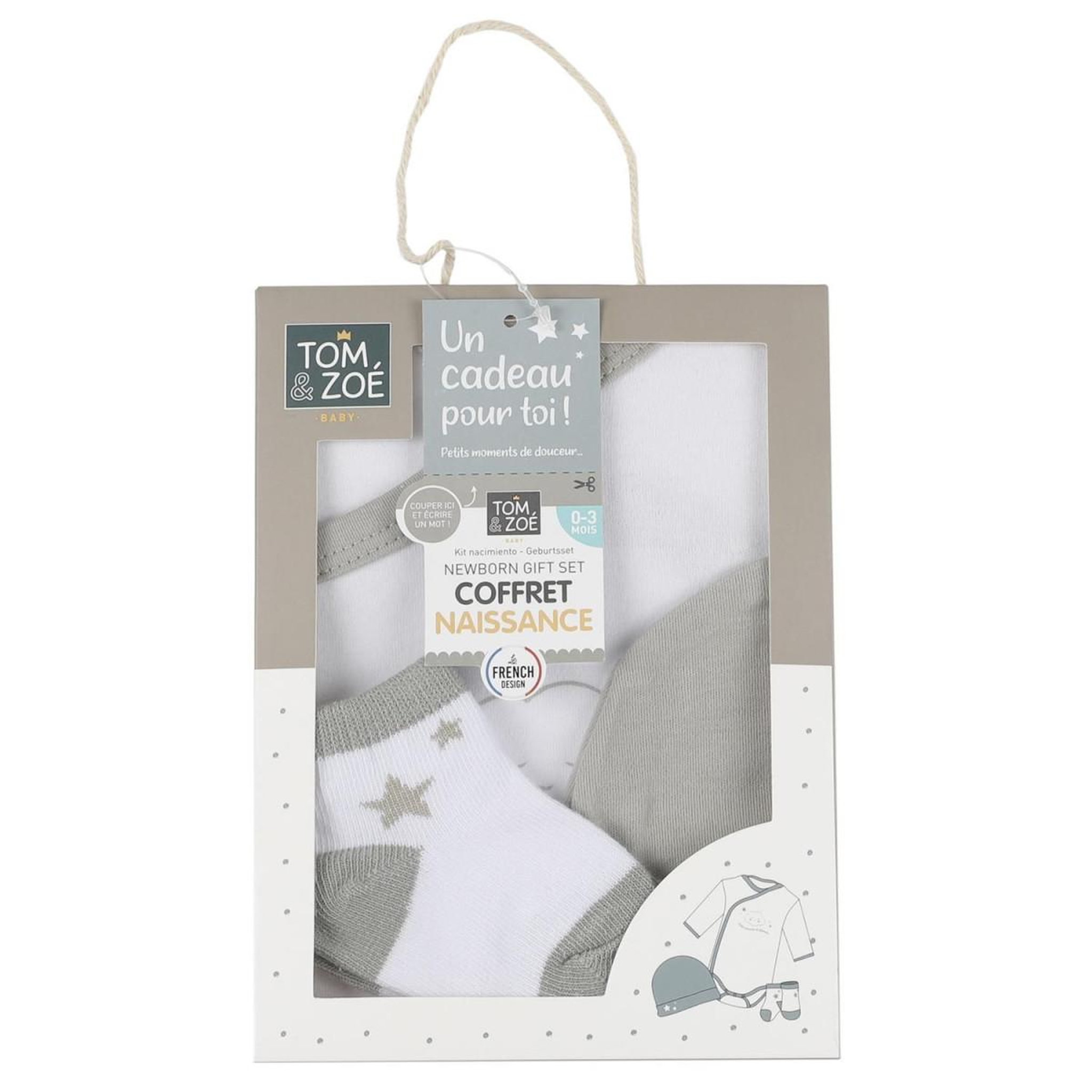 Voir la diapositive 3 : Tom & Zoé Coffret Naissance Bébé  Vêtement  0-3 Mois Taupe