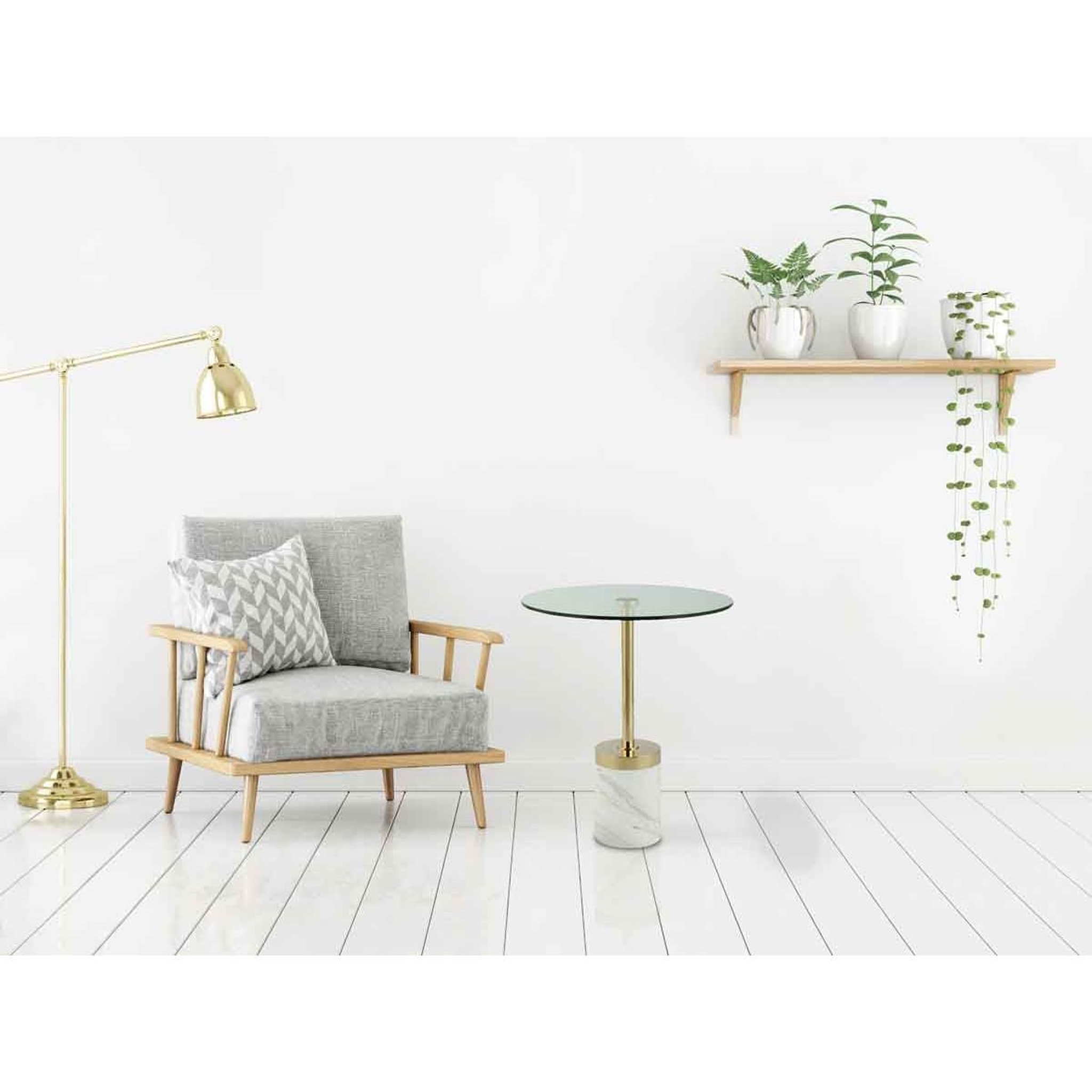 Voir la diapositive 6 : Paris Prix Table d'appoint en marbre  lana  53cm or & blanc