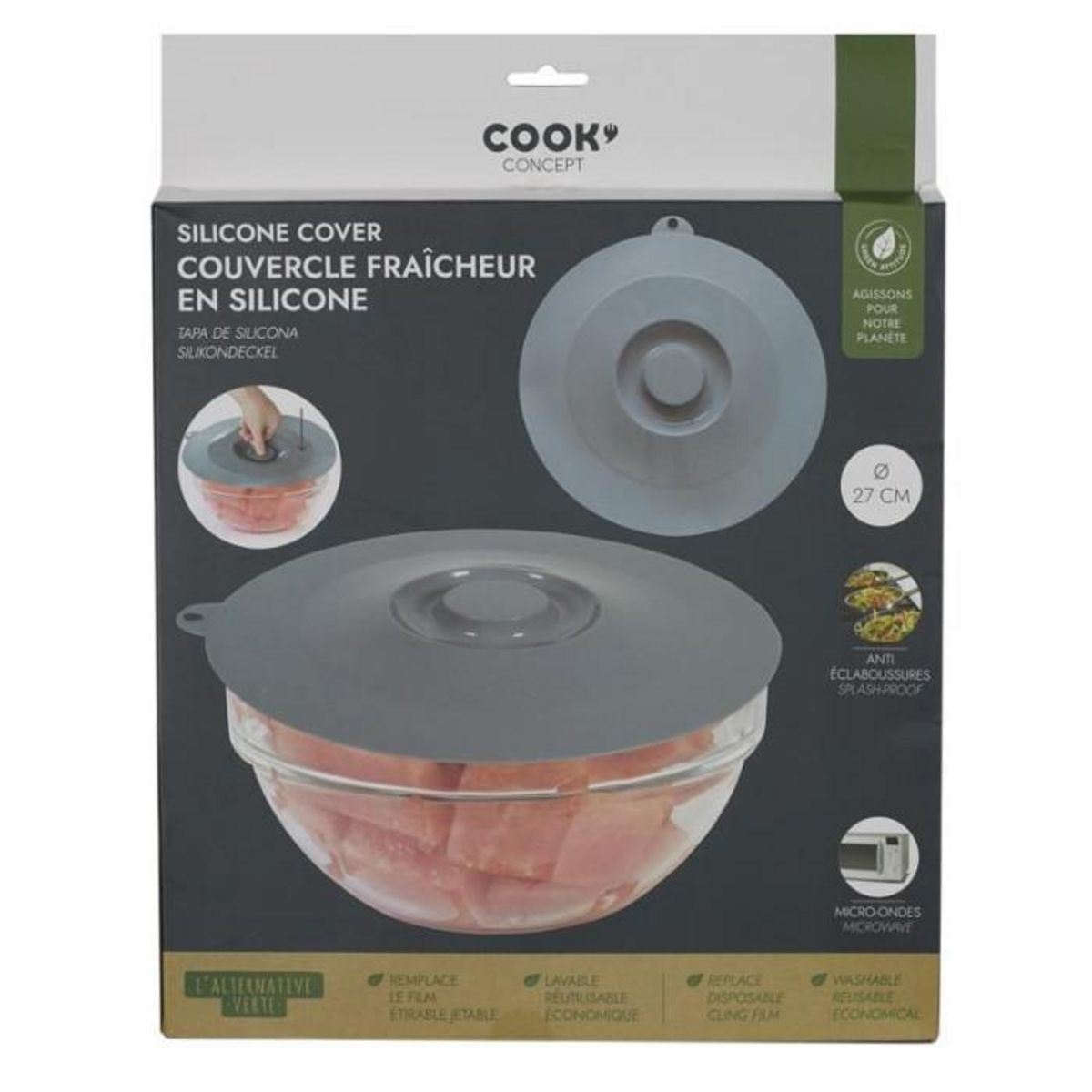 Paris Prix Couvercle en Silicone  Fraîcheur  27cm Gris