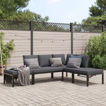 VIDAXL Salon de jardin 4 pcs avec coussins noir aluminium