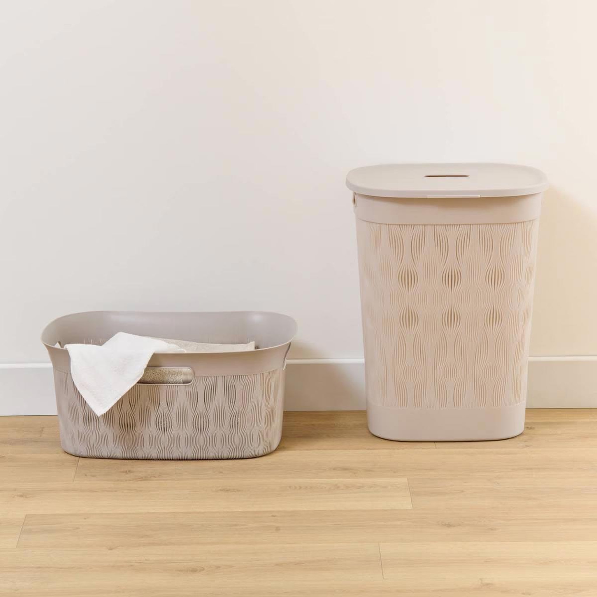 Voir la diapositive 3 : FIVE Panier à linge design  leaf  58l beige