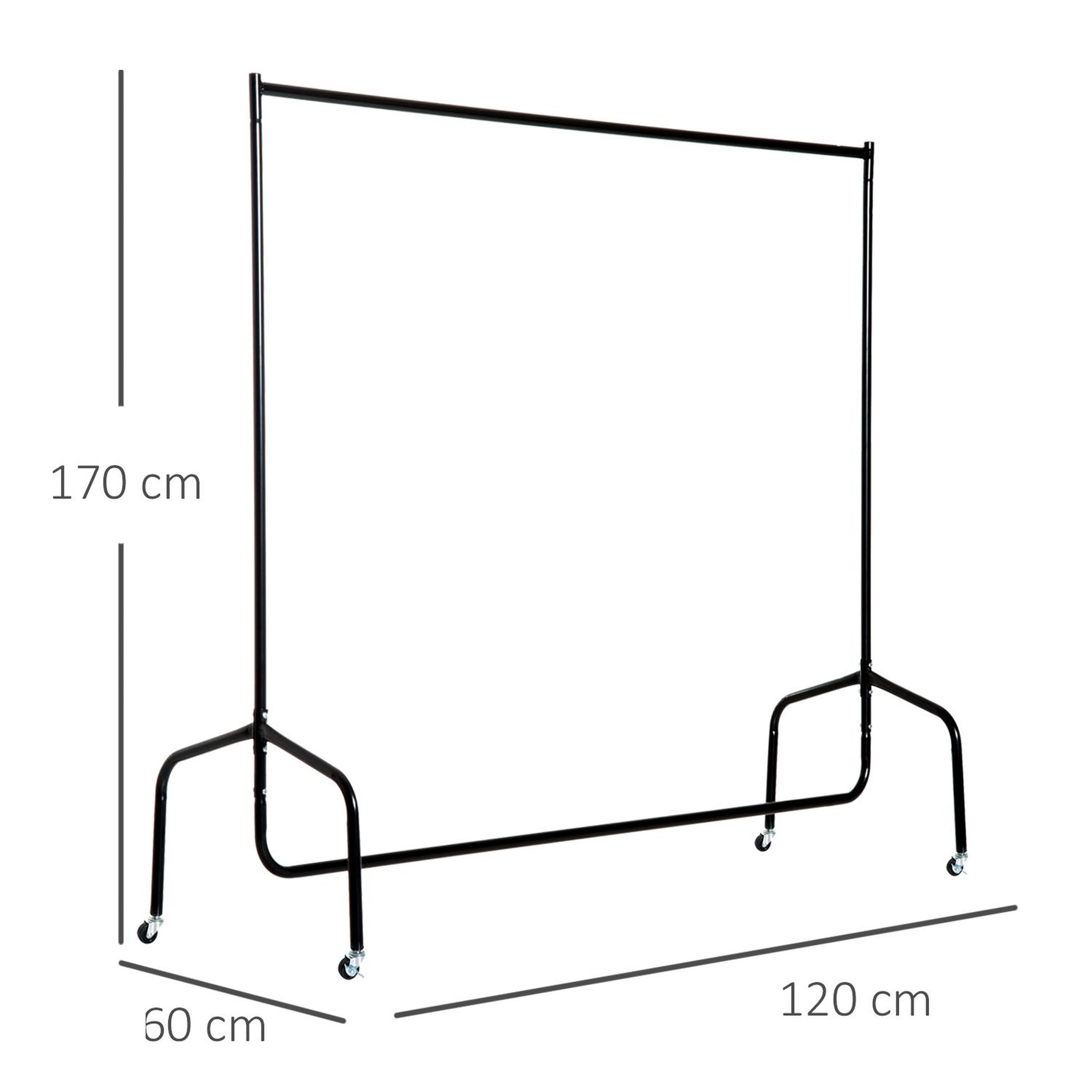 Voir la diapositive 3 : HOMCOM Portant tringle à vêtements acier charge max. 140 kg dim. 120l x 60l x 170h cm noir