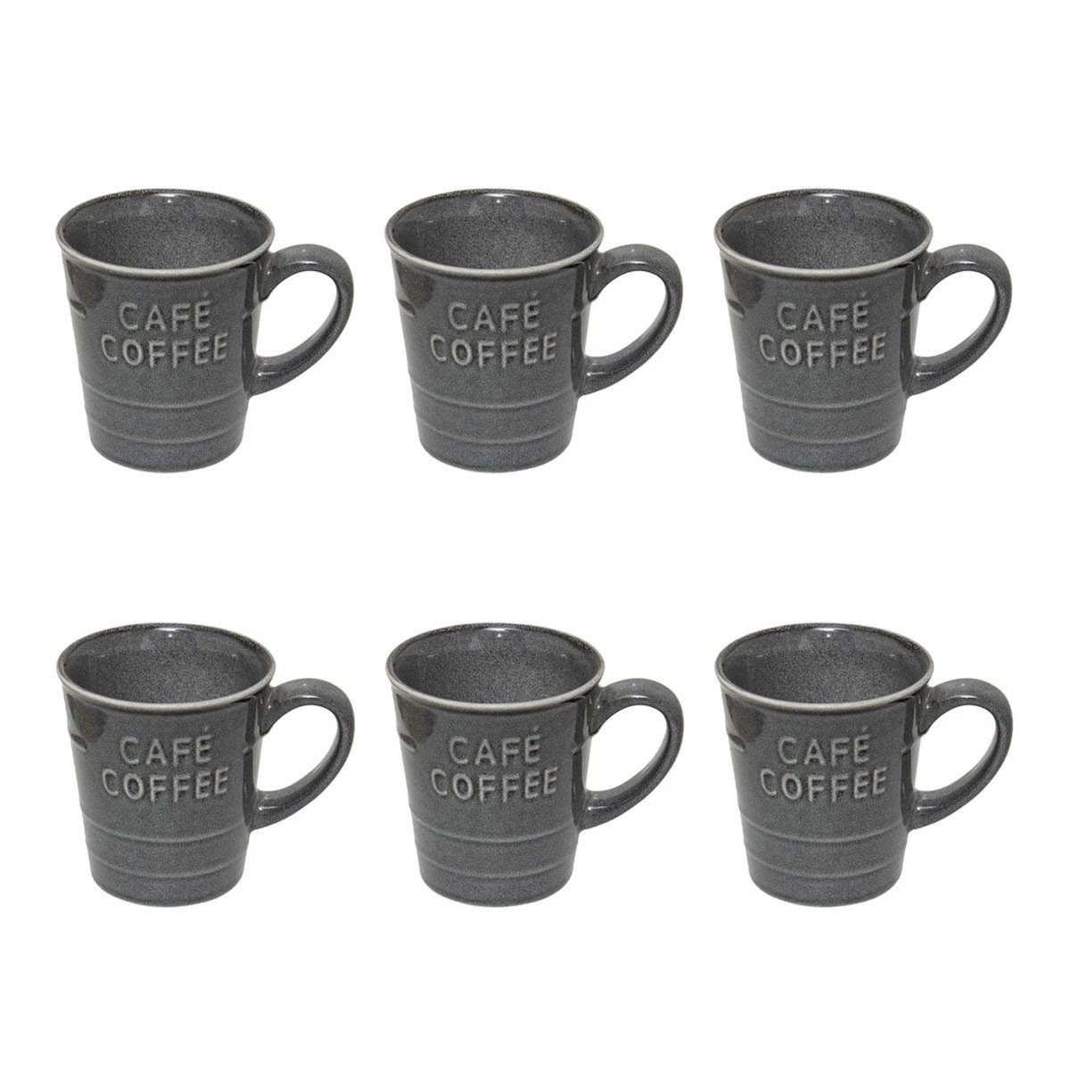 SECRET DE GOURMET Lot de 6 Mugs à Café  Joel  20cl Gris