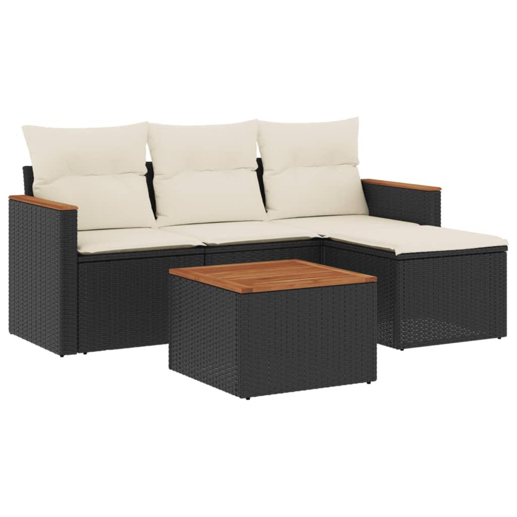 Voir la diapositive 2 : VIDAXL Salon de jardin 5 pcs avec coussins noir resine tressee