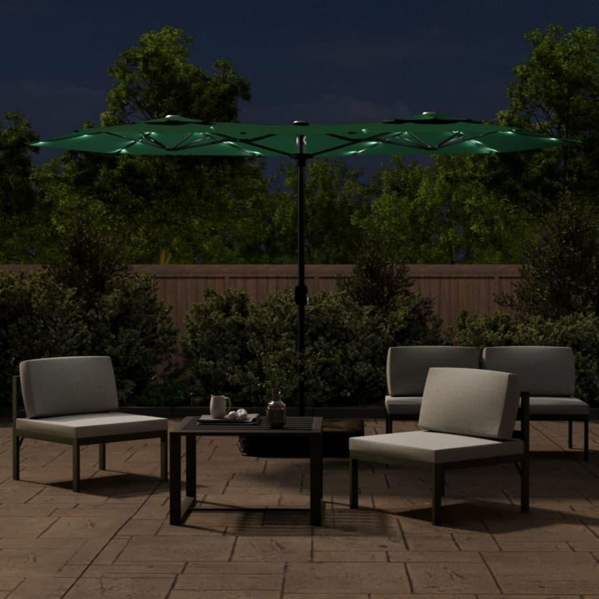 VIDAXL Parasol de jardin a double tete avec LED vert 316x240 cm