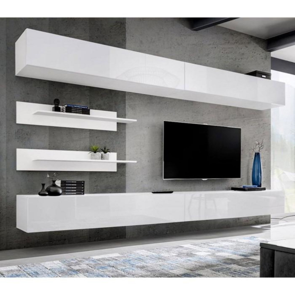 Paris Prix Meuble TV Mural Design  Fly VI  320cm Blanc