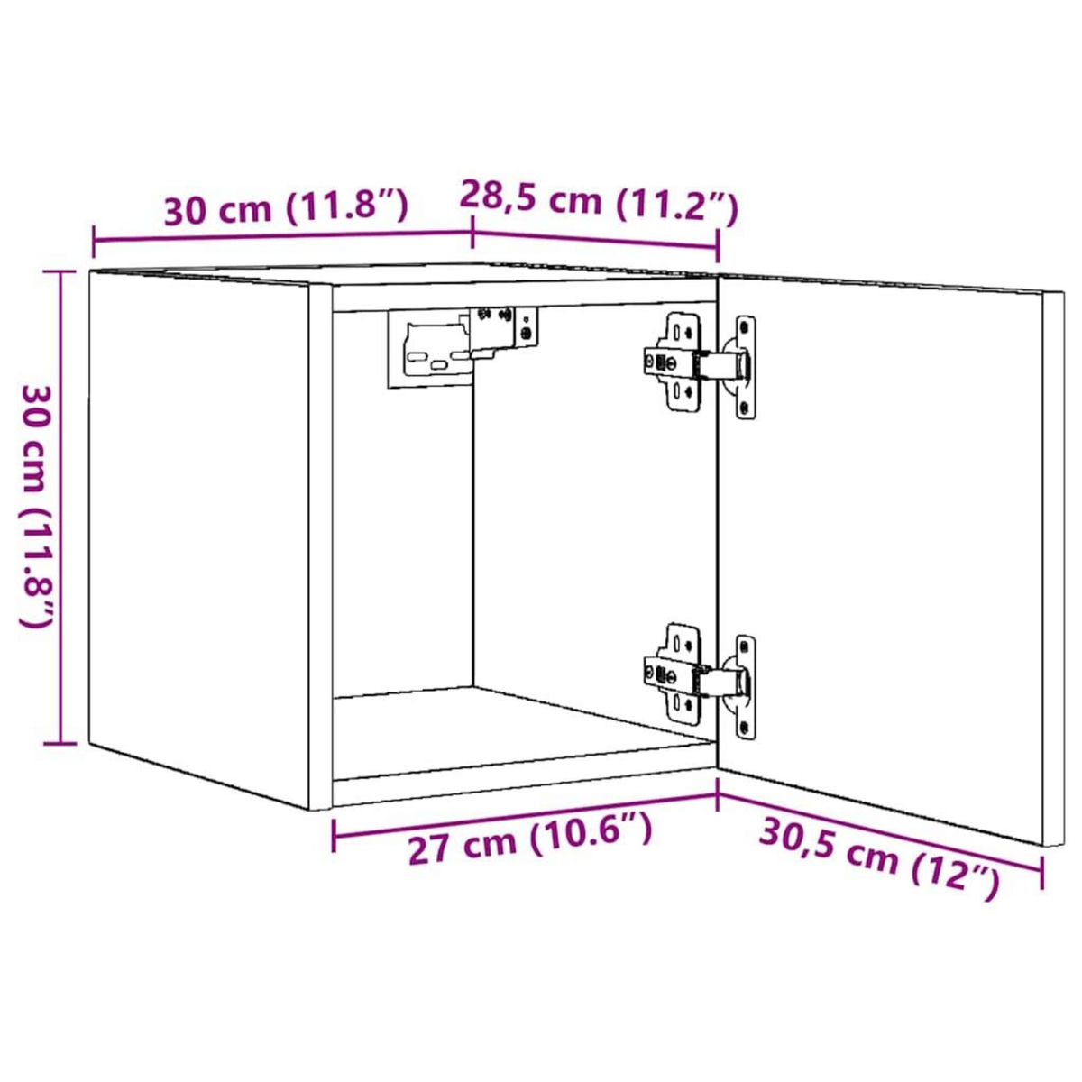 VIDAXL Meuble TV mural Blanc brillant 30,5x30x30 cm