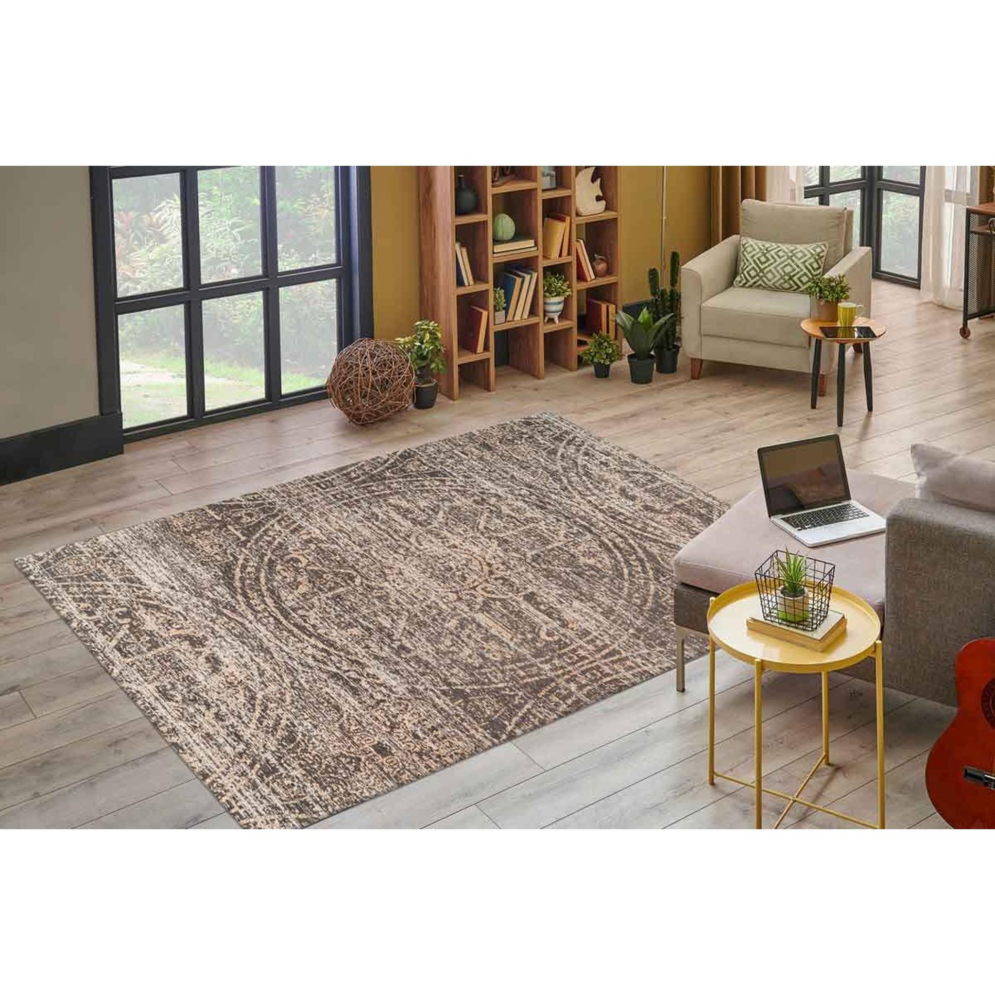 Voir la diapositive 5 : Paris Prix Tapis tissé ethnique à poils plats  davio  beige