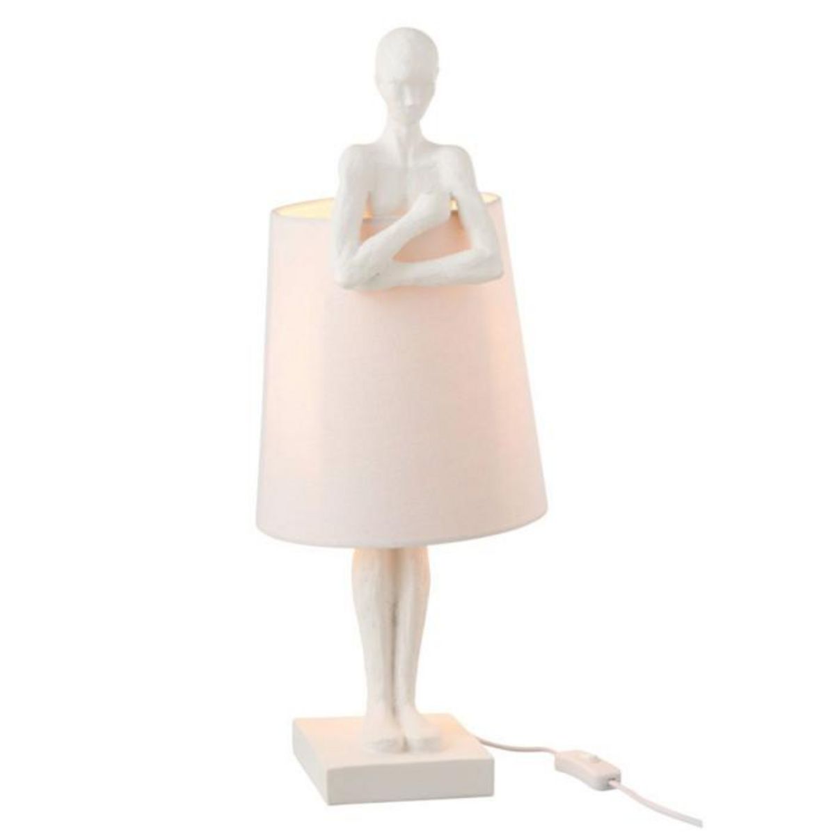 Paris Prix Lampe à Poser Déco  Figurine Soutien  58cm Blanc