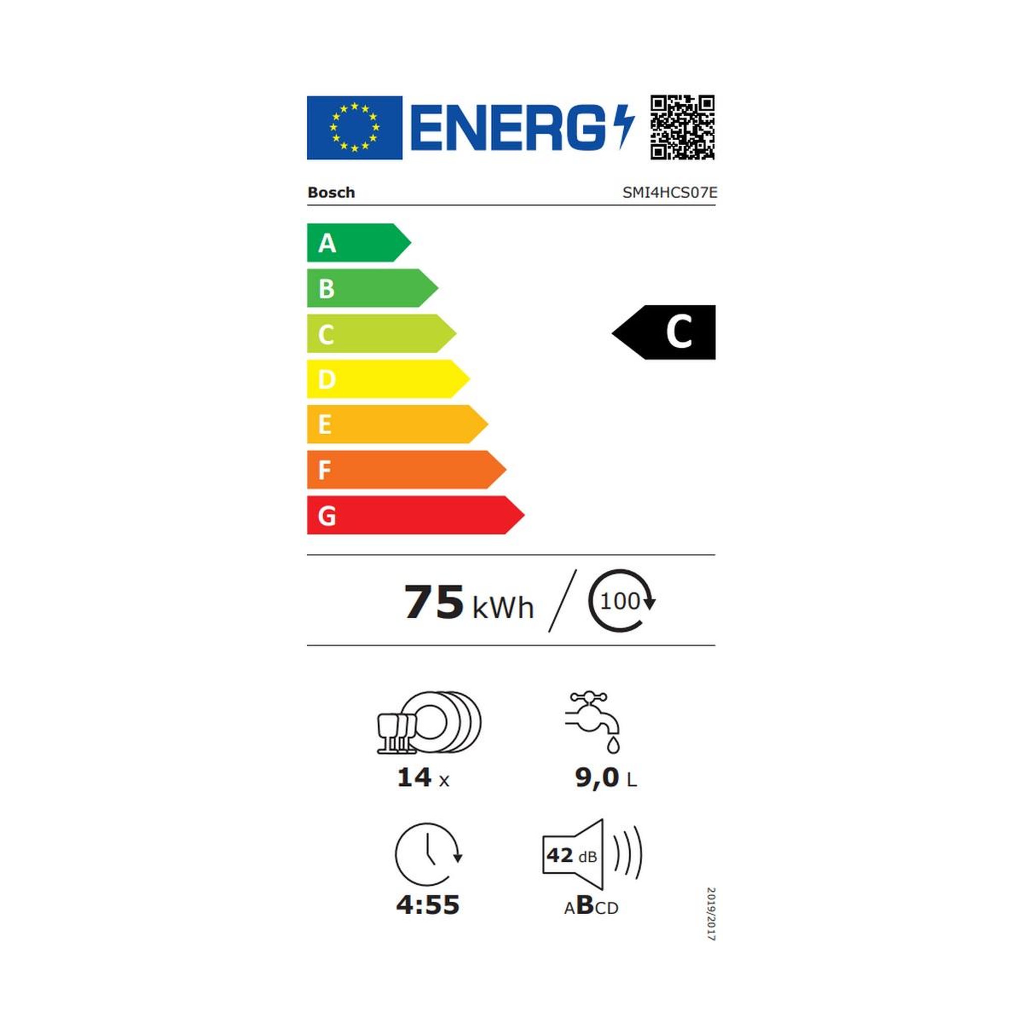 Voir la diapositive 2 : BOSCH Lave-vaisselle 60cm 14 couverts 42db tout intégrable - smi4hcs07e