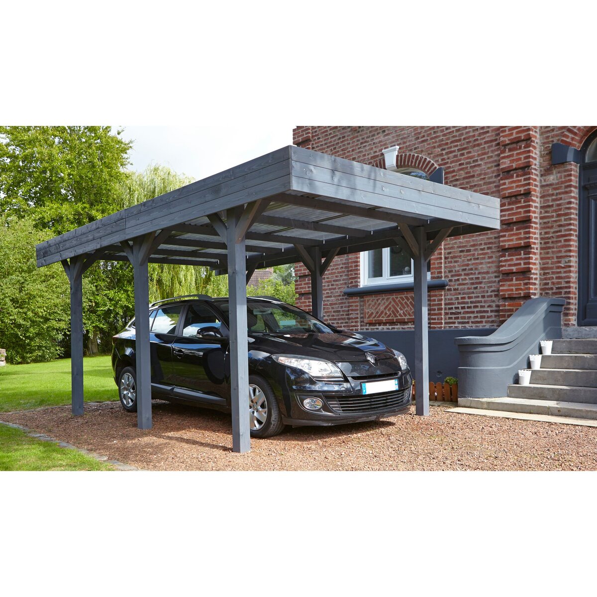Forest Style Carport toit plat - Bois traité autoclave - 15,8 m² - LOUISON