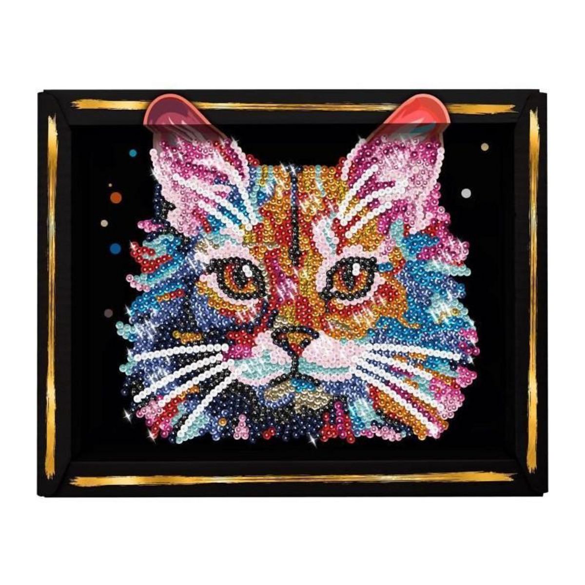 LANSAY Kit loisir créatif - LANSAY - Collection Sequins - Pop art chat - Des 14 ans