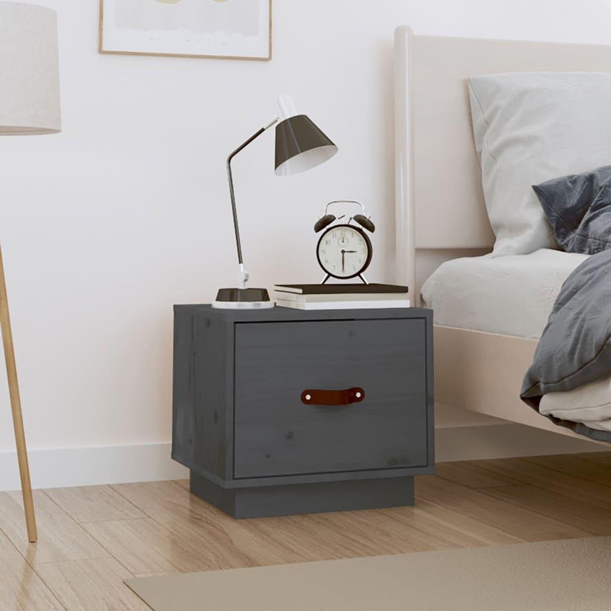VIDAXL Table de chevet Gris 40x34x35 cm Bois de pin solide