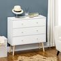 Voir la diapositive 2 : HOMCOM Commode 3 tiroirs design scandinave piètement effilé incliné bois pin panneaux blanc