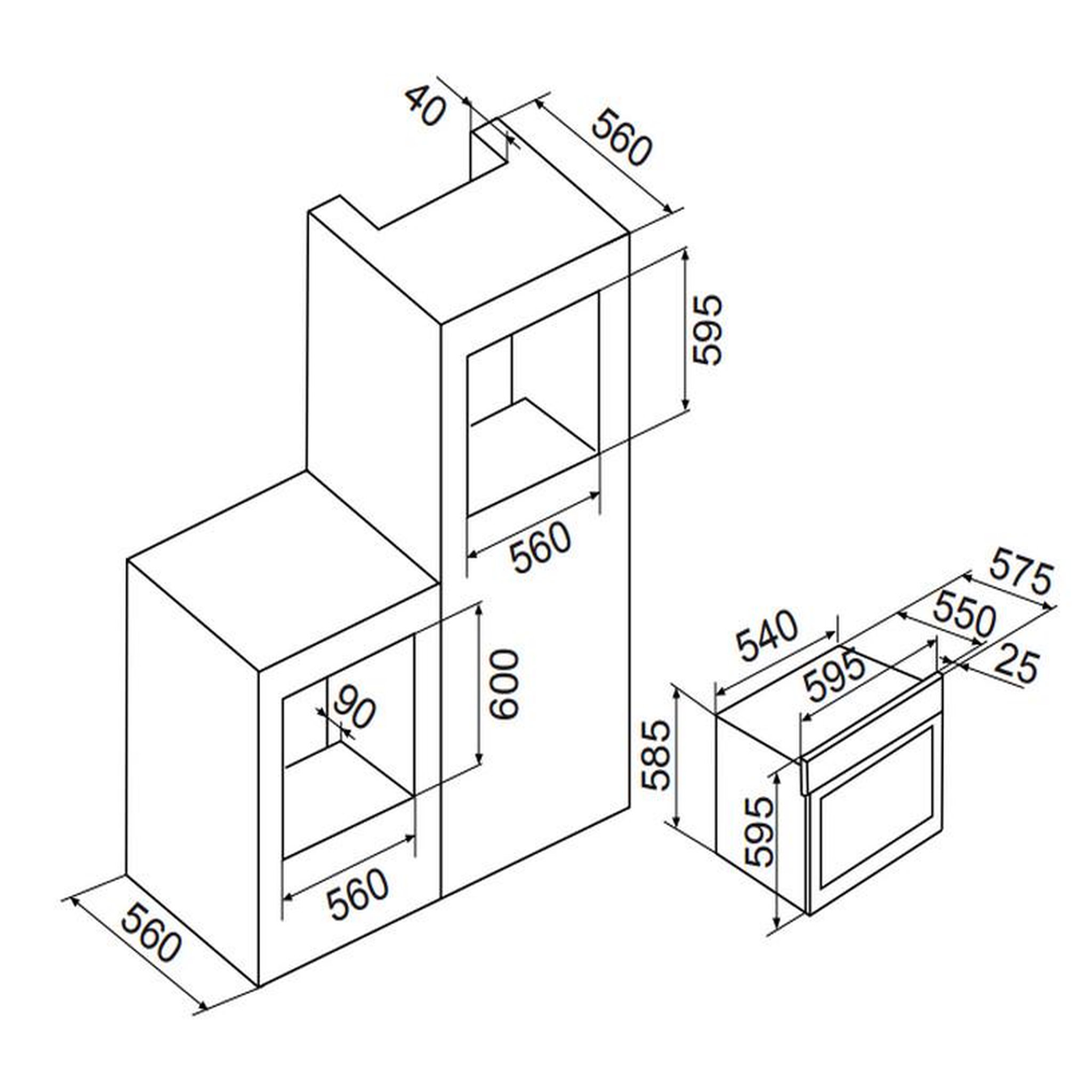 Voir la diapositive 3 : Airlux Four intégrable multifonction 65l 60cm catalyse noir - afc108bk