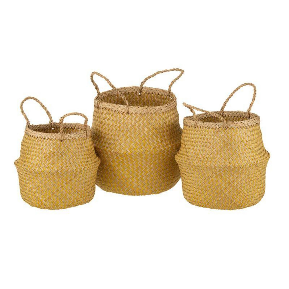 Paris Prix Lot de 3 Paniers de Rangement  Rétractables  30cm Jaune