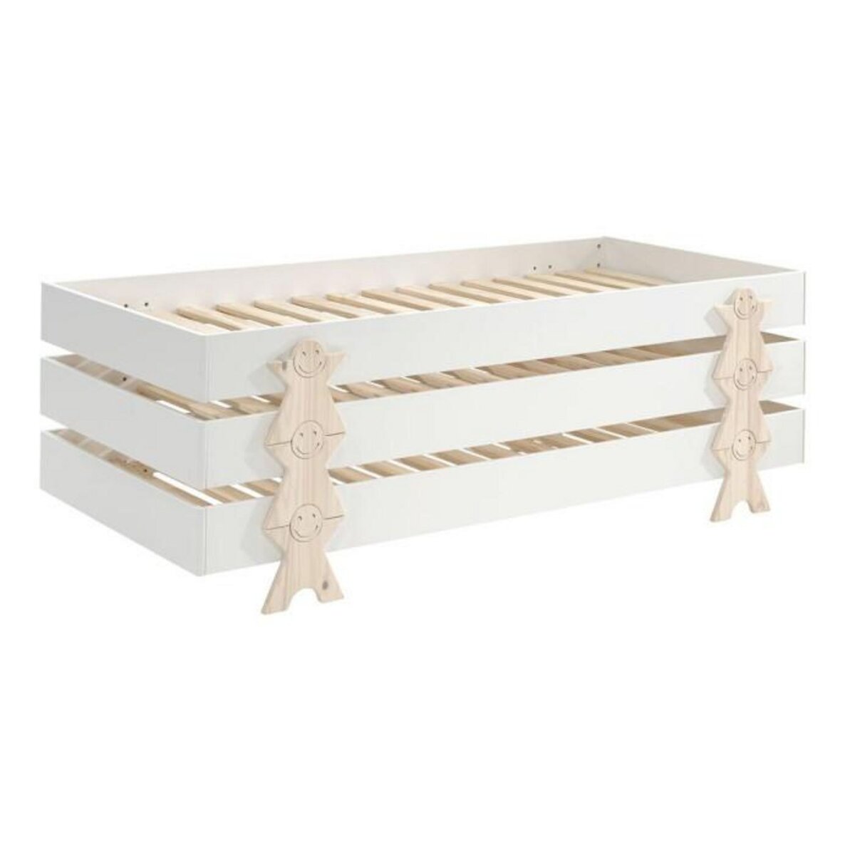 Paris Prix Lit Enfant en Bois  Modulo Smiley III  90x200cm Blanc