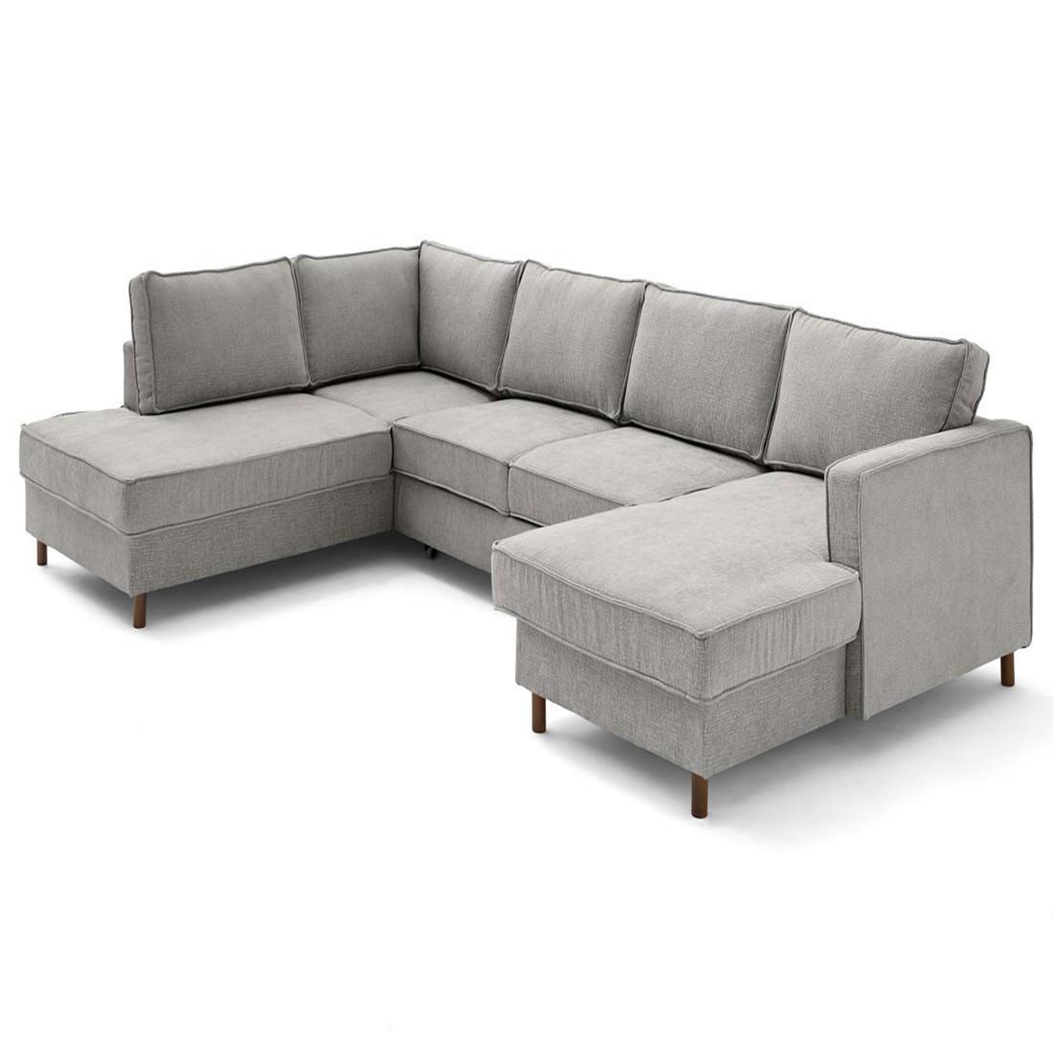 Voir la diapositive 4 : LISA DESIGN Jake - canapé panoramique d'angle gauche 7 places convertible avec coffre en tissu velours relief