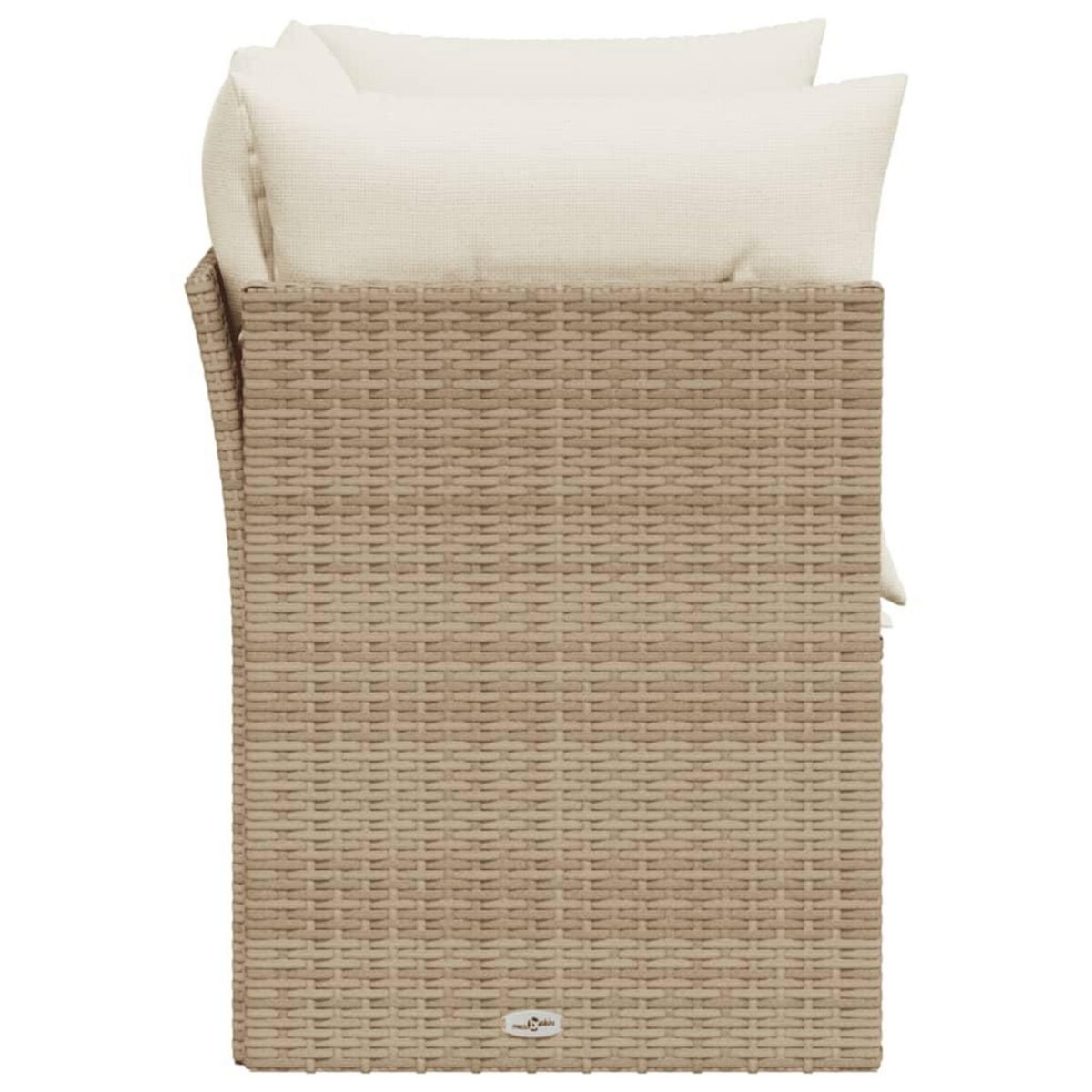 VIDAXL Canape de jardin avec coussins 2 places beige resine tressee