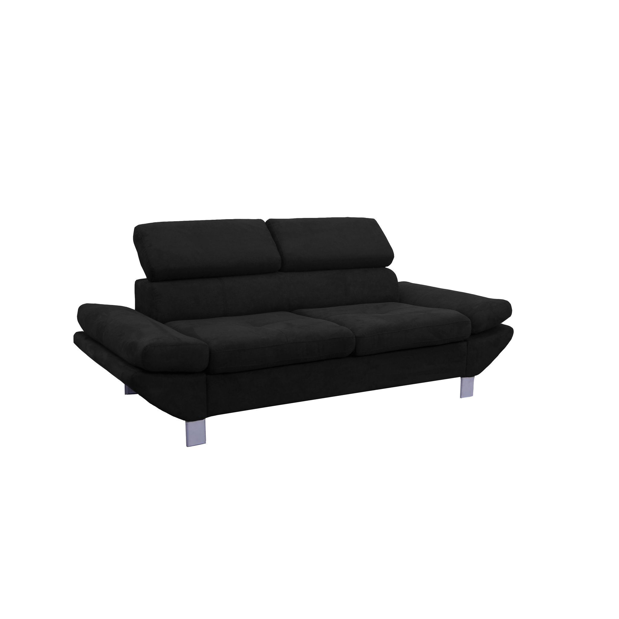 Canapé fixe 2 ou 3 places VERONIQUE, tissu toucher doux, tétière et accoudoir réglables