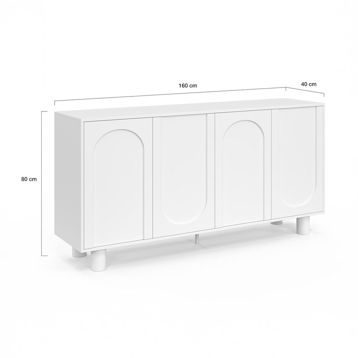 ID MARKET Buffet 160 cm ARCHIE 4 portes design arche blanc