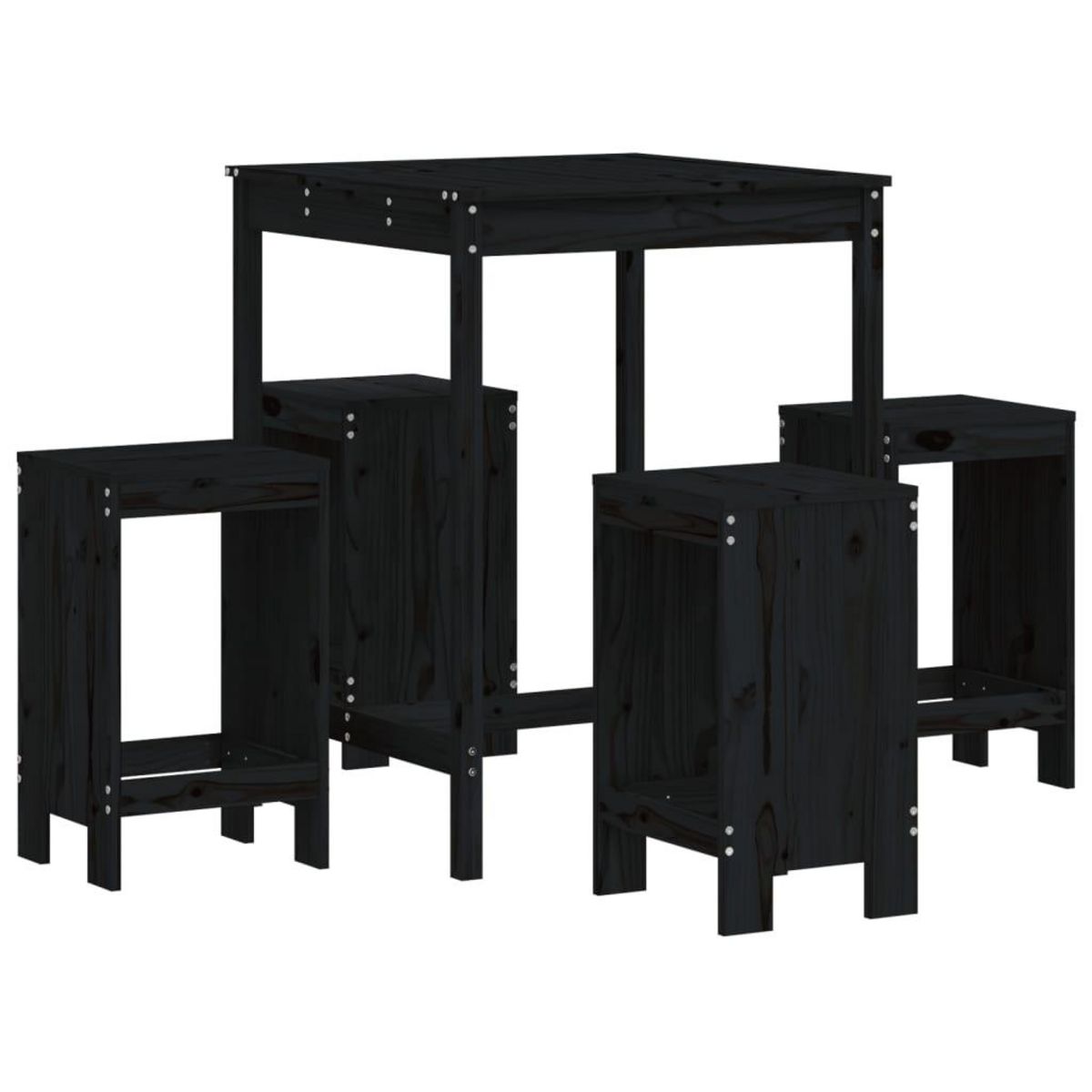 VIDAXL Ensemble de bar de jardin 5 pcs noir bois de pin massif