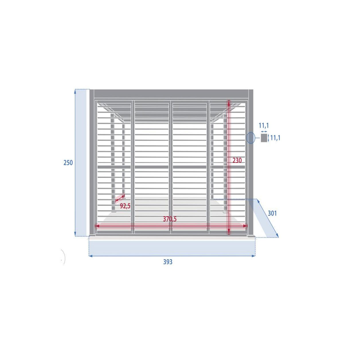 HESPERIDE Persiennes coulissantes pour pergola Evora côté 4 m Graphite - Hespéride