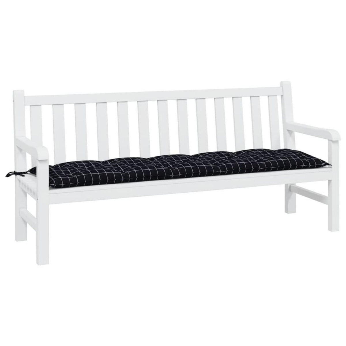 VIDAXL Coussin de banc de jardin carreaux noir 180x50x7cm tissu oxford