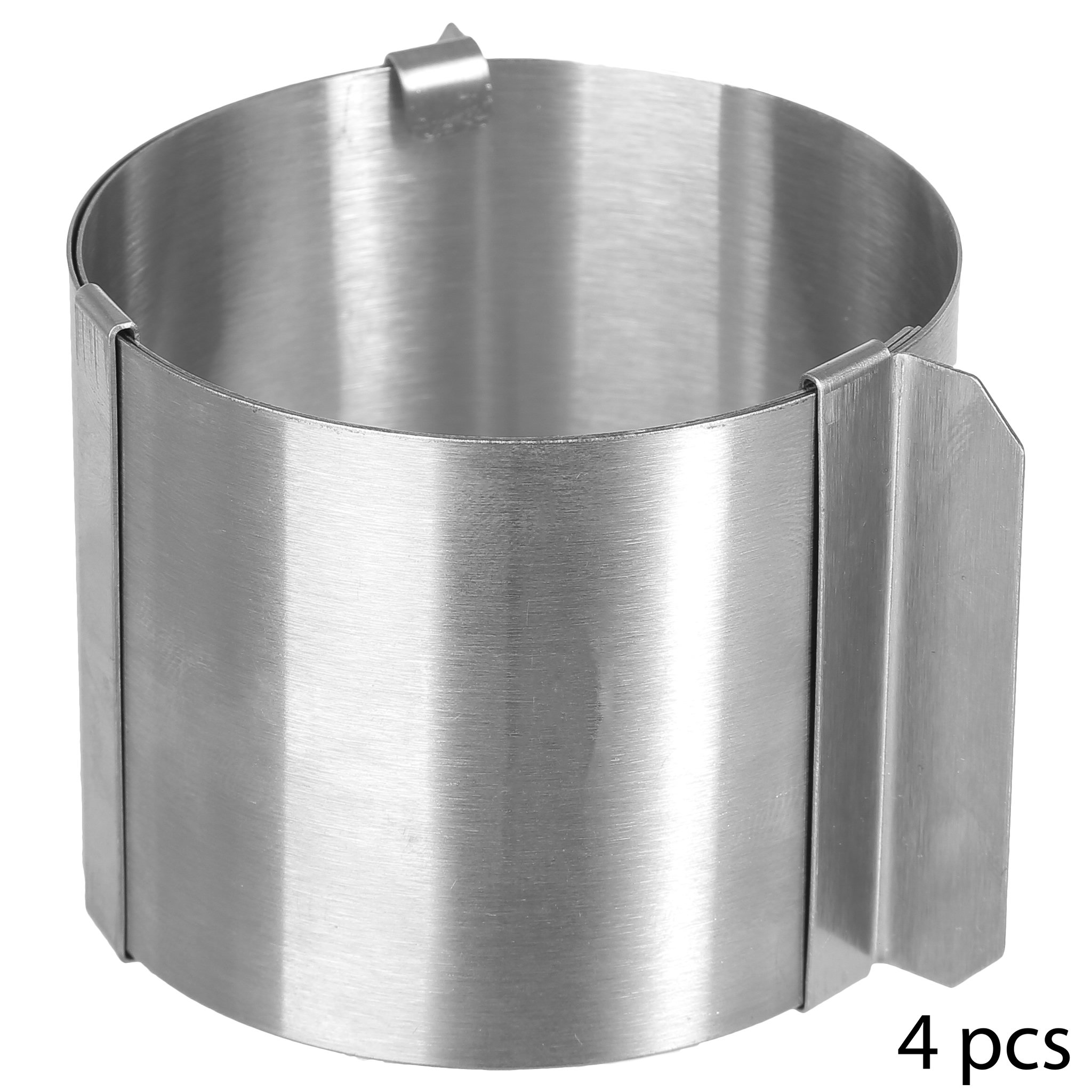 SECRET DE GOURMET Lot de 4 mini moules rond extensibles 6 cm inox