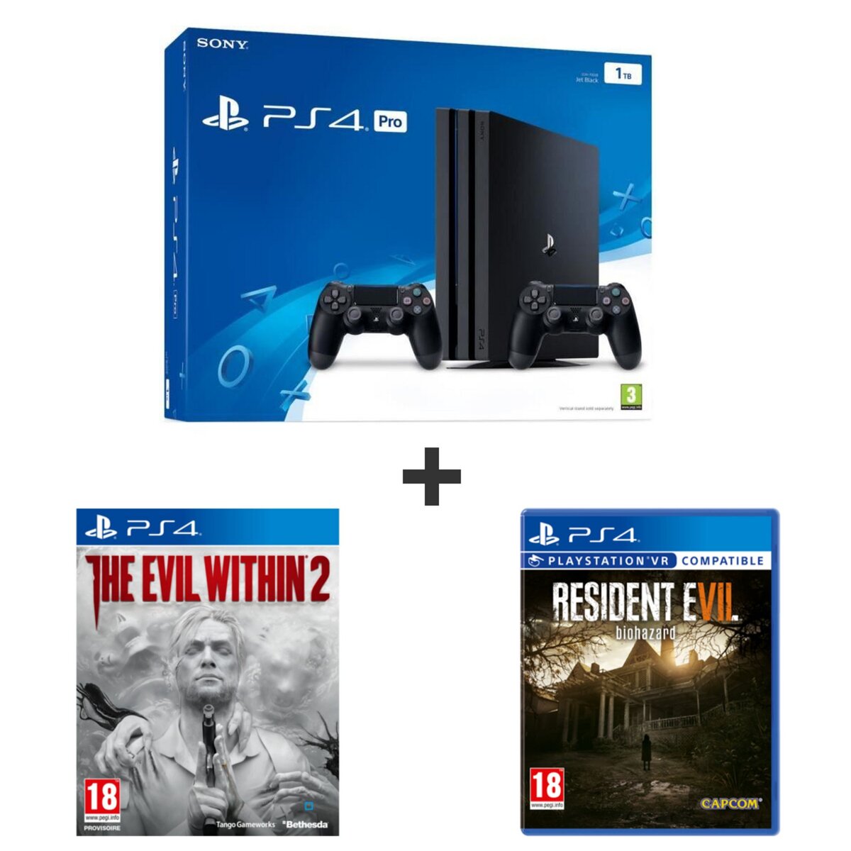 EXCLU WEB Console Playstation 4 Pro 1To + 2ème manette dualshock 4 + The Evil Within 2 + Resident Evil 7