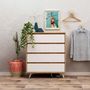 Voir la diapositive 2 : TOILINUX Commode 4 tiroirs Éthera en bois - Beige et blanc