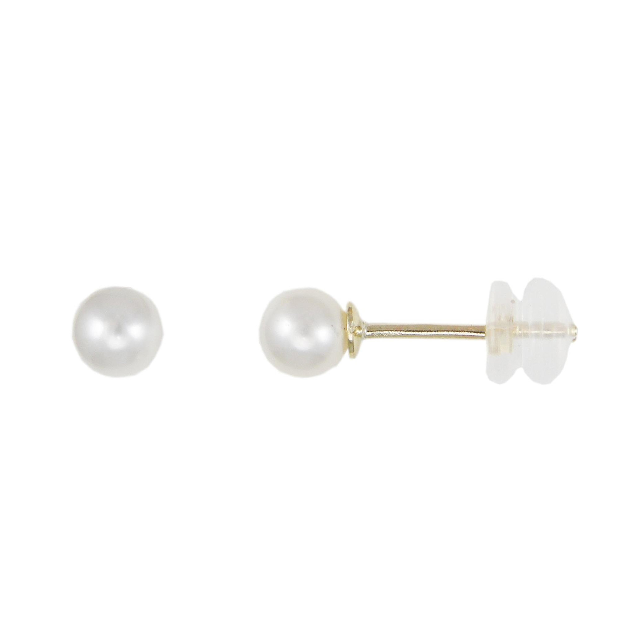 L'ATELIER D'AZUR Boucles d'Oreilles - Puces Perles de Culture 0.40cm - Or Jaune - Femme ou Enfant