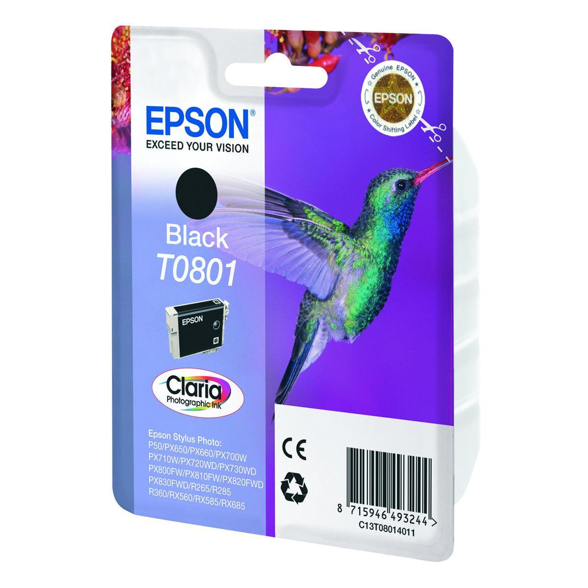 Voir la diapositive 3 : Epson Epson T0801 Colibri Cartouche dencre Noir