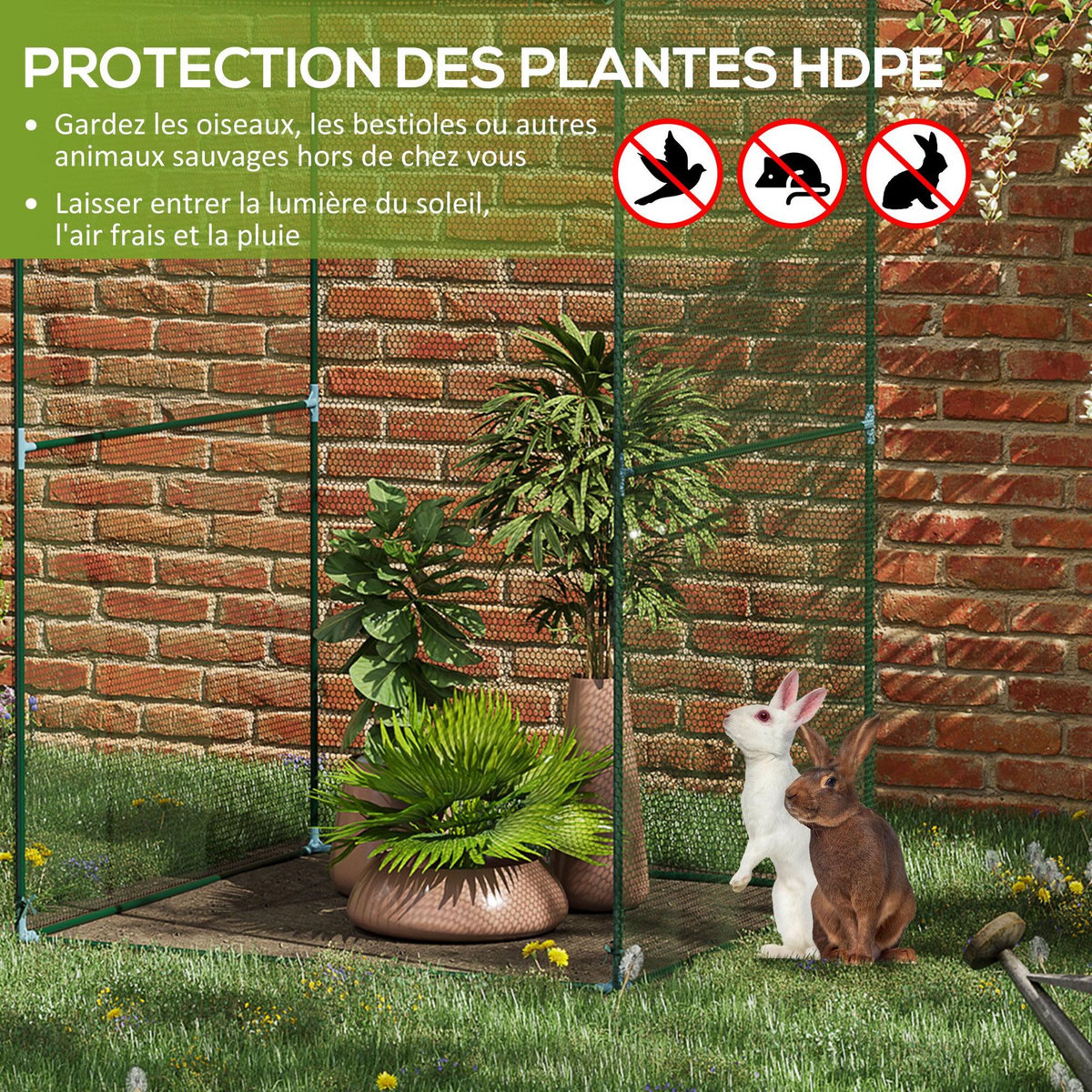 OUTSUNNY Serre de jardin serre à tomates filet protection solaire porte zippée enroulable acier HDPE vert