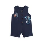 Petit Béguin Combishort bébé en gaze de coton Mexico. Coloris disponibles : Bleu