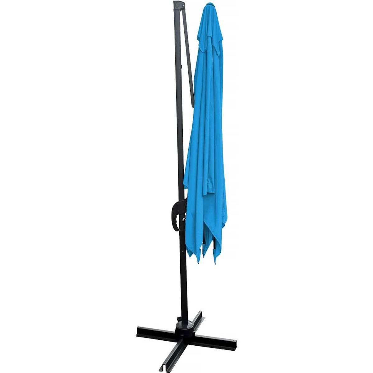 Habitat et Jardin Parasol jardin déporté  Soleil  - Carré - 2.5 x 2.5 m - Bleu + Housse de protection