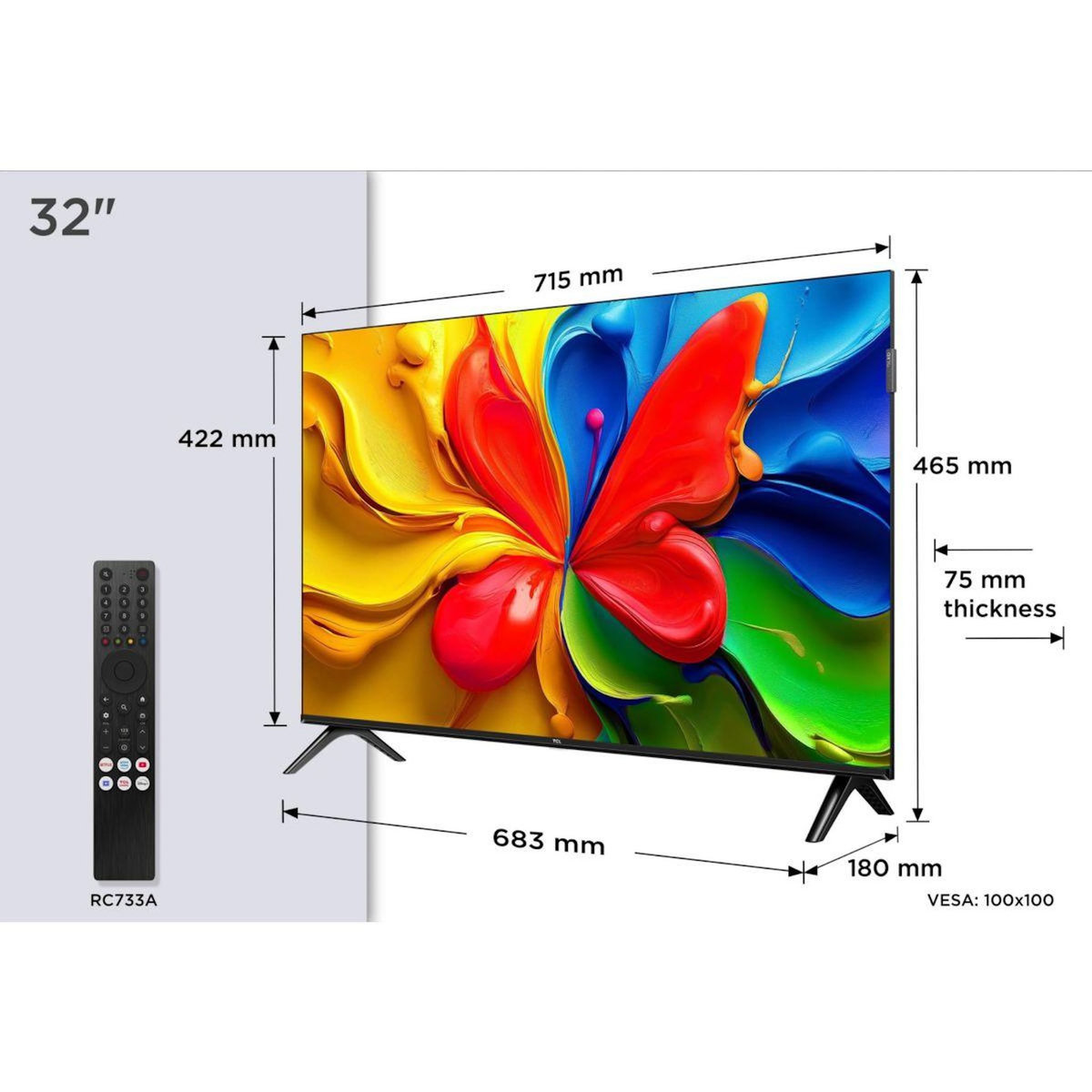 TCL TV QLED 32S49K 2025-32 pouces (80cm)