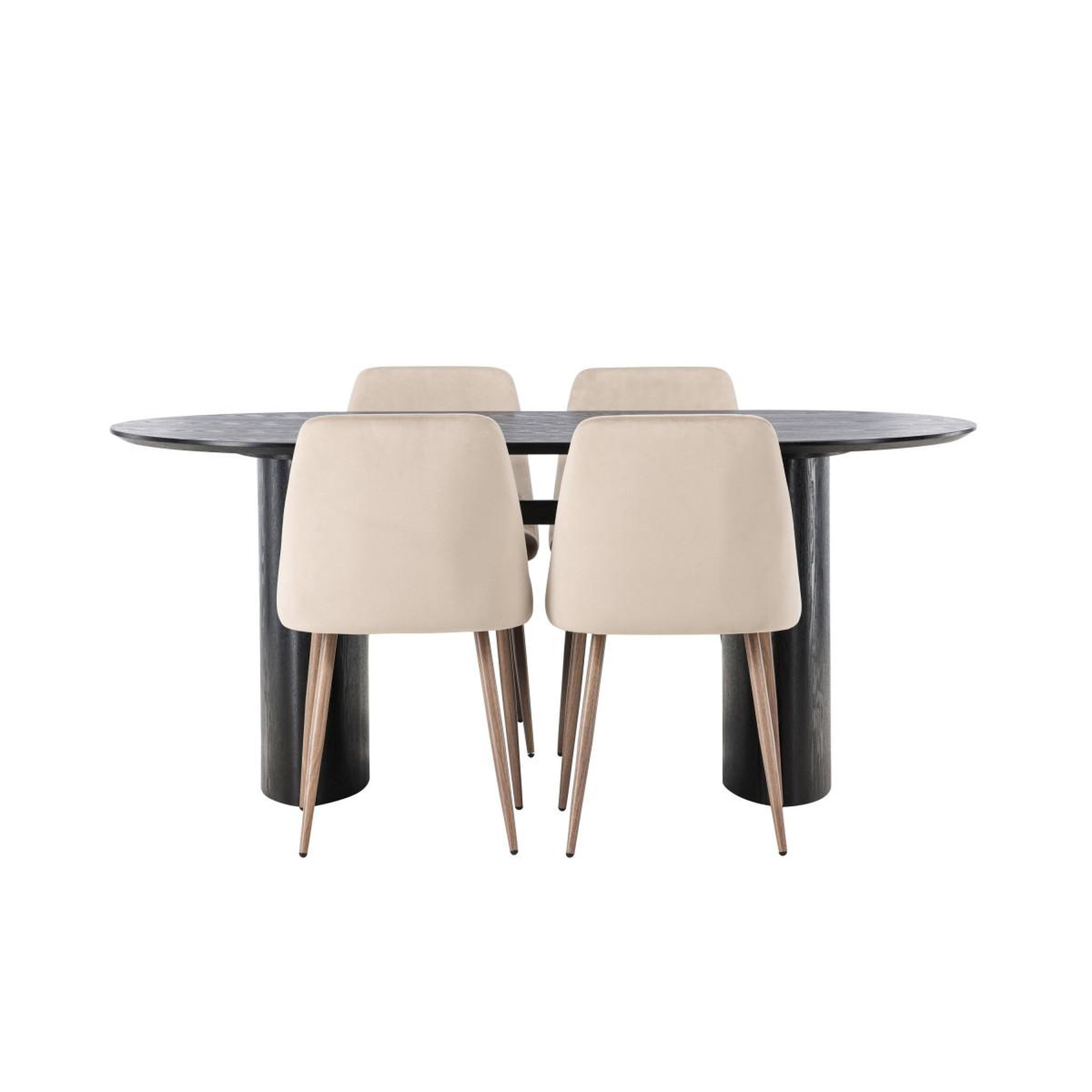 Voir la diapositive 4 : Paris Prix Ensemble table à manger & 4 chaises  isolde & night  180cm noir & beige