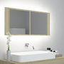 Voir la diapositive 1 : VIDAXL Armoire a miroir a LED de bain Chene sonoma 100x12x45 Acrylique